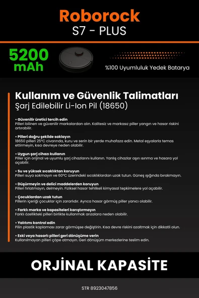 robo-mi Roborock S7 Plus 5200mAh Robot Süpürge Bataryası - Gerçek Kapasite, Maksimum Güvenlik - Resim 7