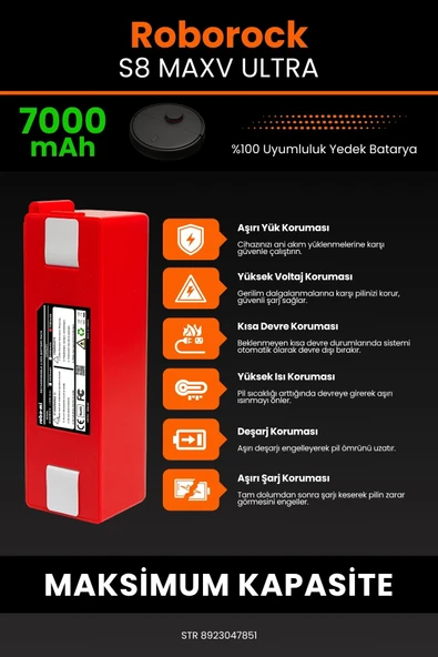 robo-mi Roborock S8 Maxv Ultra 7000mAh Robot Süpürge Bataryası - Gerçek Kapasite, Maksimum Güvenlik - 5
