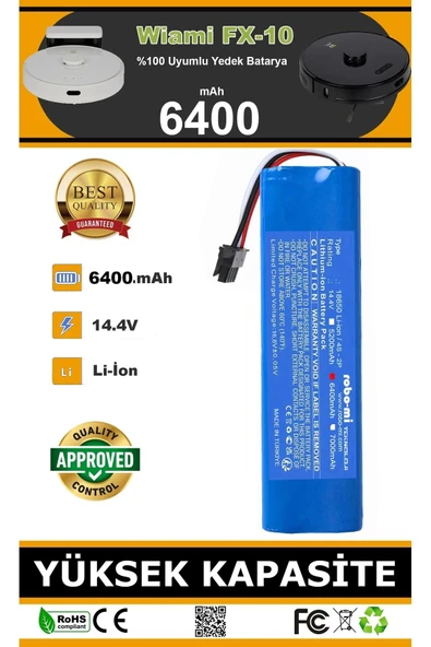 robo-mi Wiami FX-10 6400mAh Robot Süpürge Bataryası - Gerçek Kapasite, Maksimum Güvenlik - Resim 4