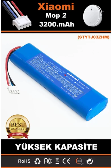 robo-mi Xiaomi Mi Vacuum Mop 2 STYTJ03ZHM 3200mAh Robot Süpürge Bataryası - Gerçek Kapasite