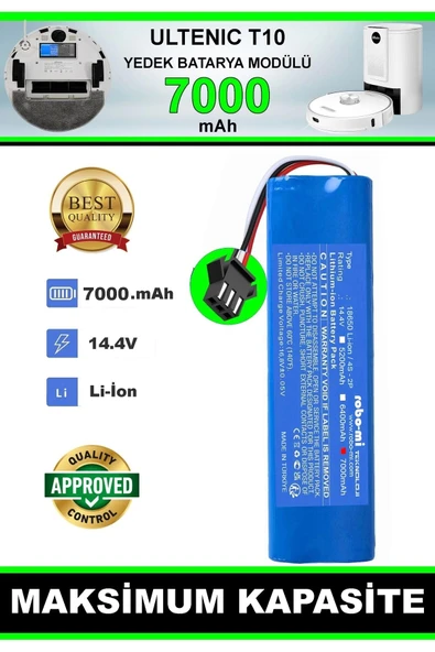 robo-mi Ultenic T10 Pro 7000mAh Robot Süpürge Bataryası - Gerçek Kapasite, Maksimum Güvenlik - 7