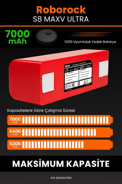 robo-mi Roborock S8 Maxv Ultra 7000mAh Robot Süpürge Bataryası - Gerçek Kapasite, Maksimum Güvenlik - 4
