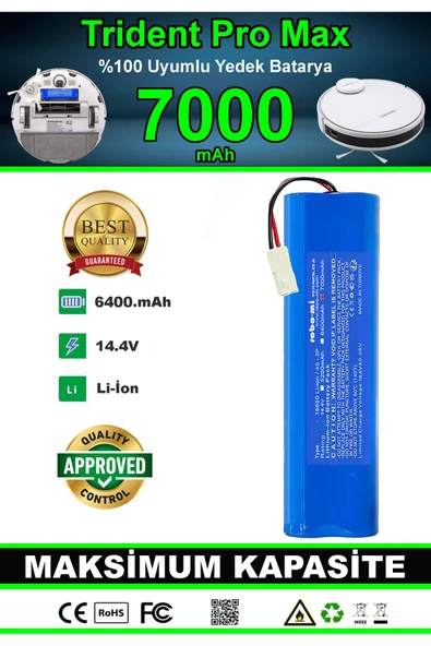 robo-mi Trident Pro Max 7000mAh Robot Süpürge Bataryası - Gerçek Kapasite, Maksimum Güvenlik - 5