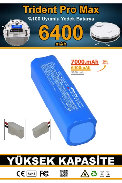 robo-mi Trident Pro Max 6400mAh Robot Süpürge Bataryası - Gerçek Kapasite, Maksimum Güvenlik - Resim 4