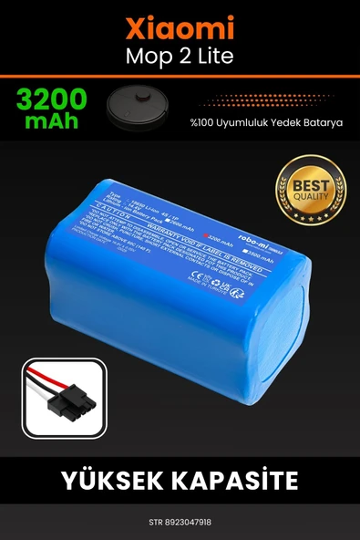 robo-mi Xiaomi Mi Vacuum Mop 2 Lite 3200mAh Robot Süpürge Bataryası - Gerçek Kapasite, Maksimum Güvenlik