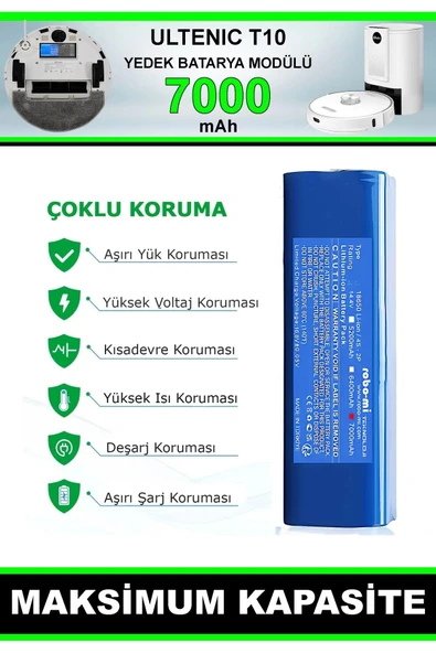 robo-mi Ultenic T10 Pro 7000mAh Robot Süpürge Bataryası - Gerçek Kapasite, Maksimum Güvenlik - 3
