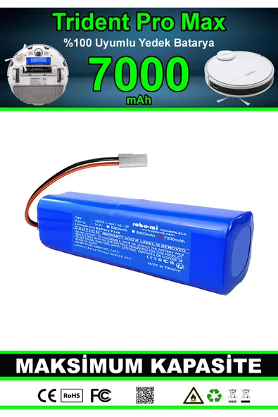robo-mi Trident Pro Max 7000mAh Robot Süpürge Bataryası - Gerçek Kapasite, Maksimum Güvenlik