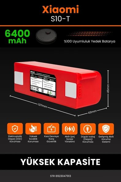 robo-mi Xiaomi Mi Robot Vacuum S10T 6400mAh Robot Süpürge Bataryası - Gerçek Kapasite, Maksimum Güvenlik - Resim 2