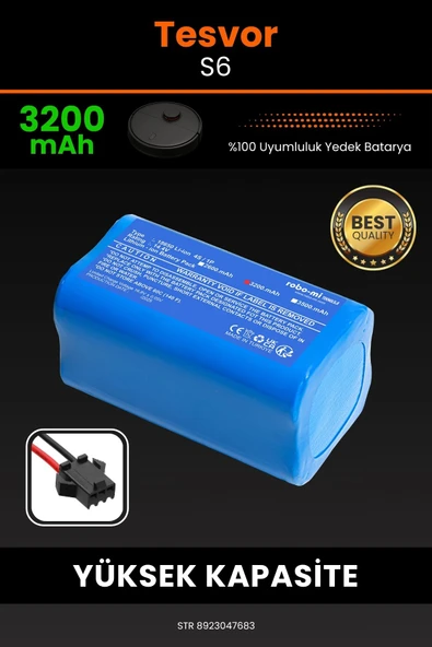 robo-mi Tesvor S6 3200mAh Robot Süpürge Bataryası - Gerçek Kapasite, Maksimum Güvenlik