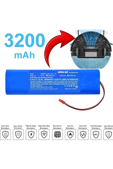 robo-mi İlife V8S 3200mAh Robot Süpürge Bataryası - Gerçek Kapasite, Maksimum Güvenlik - 3