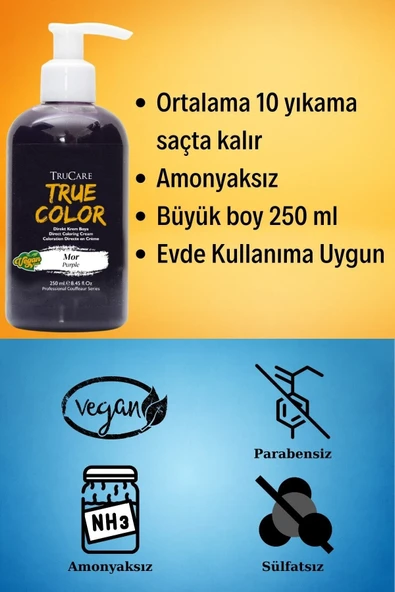 Truecolor Renkli Saç Boyası Mor 250 ml - 3