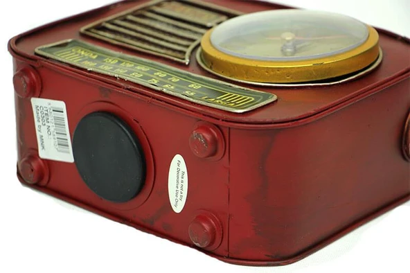 Dekoratif Metal Radyo Saatli Kumbara Vintage Biblo Hediyelik - 4