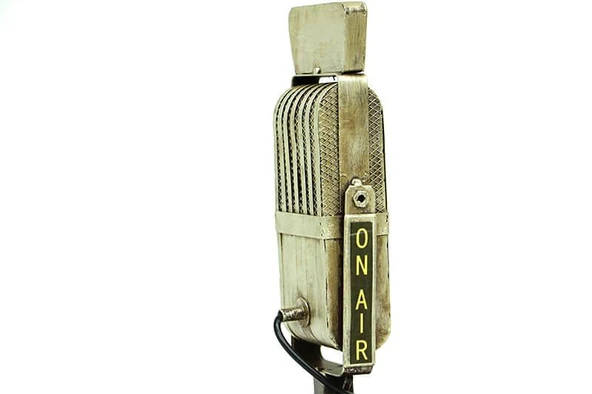 Dekoratif Metal Mikrofon Obje Biblo Vintage Hediyelik - Resim 4