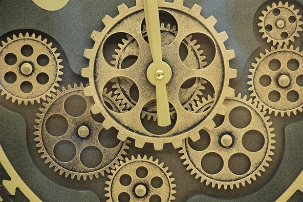 Yuvarlak Spintime Yeşiloksit Çarklı Metal Duvar Saati Hediyelik - 4