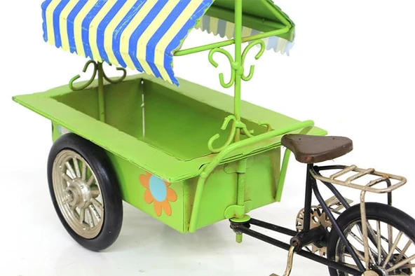 Dekoratif Metal Üç Tekerlekli Çiçek Arabası Biblo Hediyelik ürün görseli 1