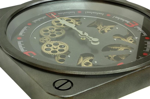 Saat Çarklı Kare Duvar Saati Dekoratif Ev Ofis Hediyelik - Resim 4