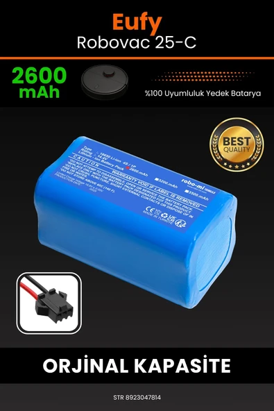robo-mi Eufy Robovac 25C 2600mAh Robot Süpürge Bataryası - Gerçek Kapasite, Maksimum Güvenlik