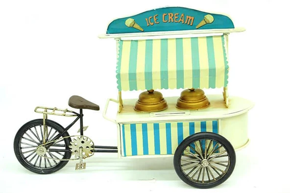 Dekoratif Metal Dondurma Arabası Biblo Ev Ofis Hediyelik - 2