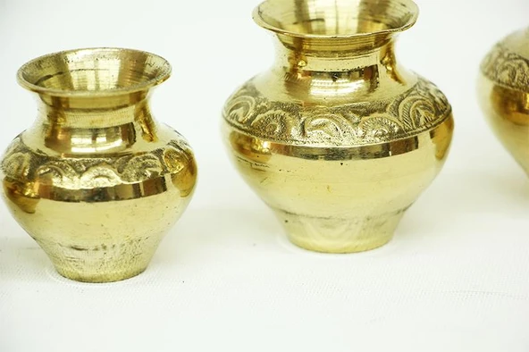 Vazo Minik 5'li set Tamamı Pirinç Dekoratif Hediyelik - Resim 3
