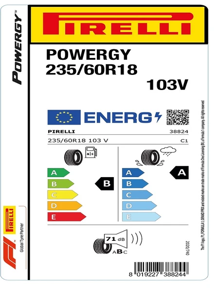 Pirelli 235/60R18 103V Powergy Oto Yaz Lastiği (Üretim Yılı: 2025) - Resim 2