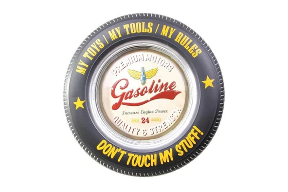 Dekoratif Araba Tekerleği Gasoline Temalı Led Işıklı Duvar Panosu ürün görseli 1
