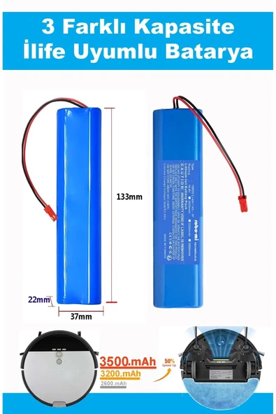 robo-mi İlife V8S 3200mAh Robot Süpürge Bataryası - Gerçek Kapasite, Maksimum Güvenlik - 2