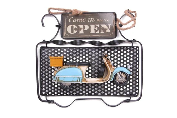 Dekoratif Metal Kapı Yazısı Scooter Dekorlu Vintage Hediyelik ürün görseli 1