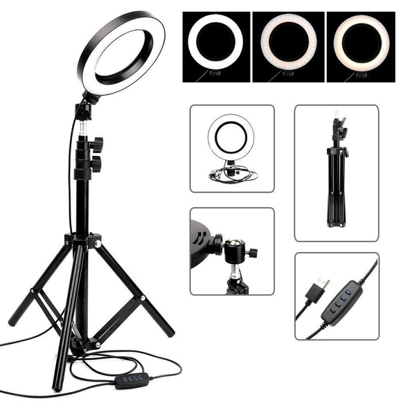 Selfie Led Işık 10inç Youtube,Makyaj,Kuaför 26cm-2m Stand - 2