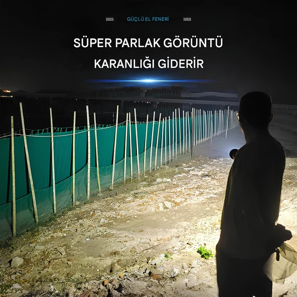 120W Usb Şarjlı Yüksek Işıklı LED Taktik El Feneri Süper Parlak Işık Su Geçirmez Gece Kamp Acil - 2