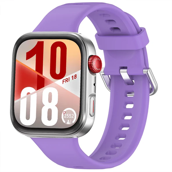 Huawei Watch Fit 4 Fit 4 Pro İle Uyumlu Metal Tokalı Yumusaş Soft Silikon Kordon Kayış  Lila