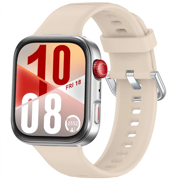 Huawei Watch Fit 4 Fit 4 Pro İle Uyumlu Metal Tokalı Yumusaş Soft Silikon Kordon Kayış  Starlight