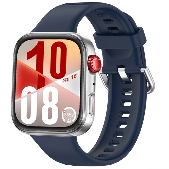 Huawei Watch Fit 4 Fit 4 Pro İle Uyumlu Metal Tokalı Yumusaş Soft Silikon Kordon Kayış  Lacivert