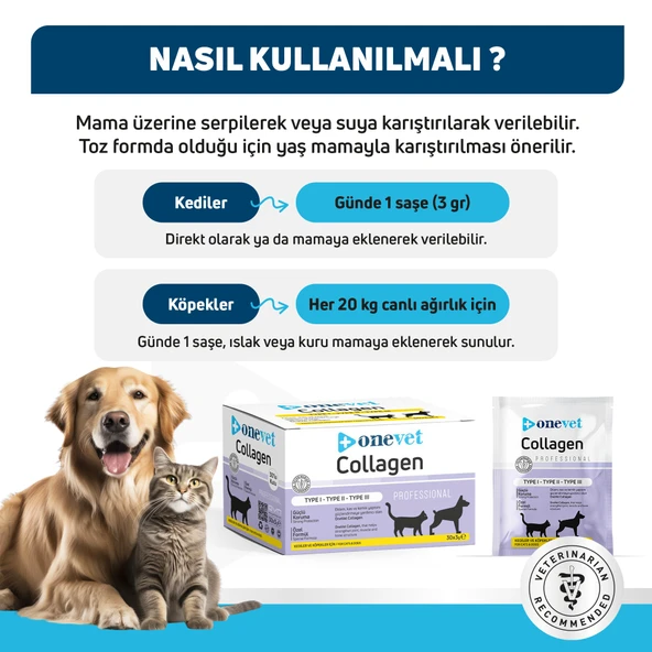 OneVet Collagen Şase 30x3 gr Kedi Ve Köpekler Için Kolajen Eklem, Kas Ve Kemik Güçlendirmeye Yardımcı - 5