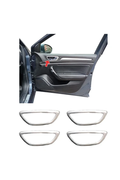 Renault Megane 4 Uyumlu Krom Iç Kapı Kolu Çerçevesi 4 Prç. P.çelik 2016- ürün görseli 1