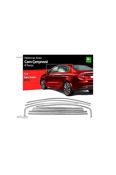 Fiat Egea Cam Çıta Çerçevesi Sedan Komple Set Kromu Nikelajı 8 Parça