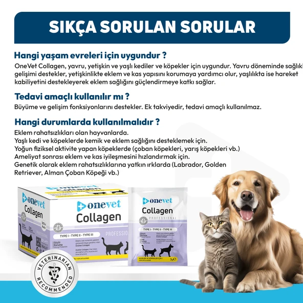 OneVet Collagen Şase 30x3 gr Kedi Ve Köpekler Için Kolajen Eklem, Kas Ve Kemik Güçlendirmeye Yardımcı - 7