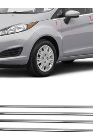 Ford Fiesta 2009-2010-2011-2012-2013-2014-2015 Krom Cam Çıtası 8 Parça Paslanmaz Çelik - Resim 2