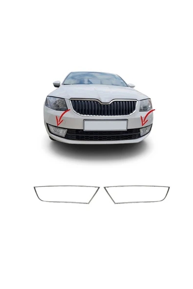 Skoda Octavia A7 2013 Ve Üzeri Krom Sis Çerçevesi 2 Parça Paslanmaz Çelik - 1