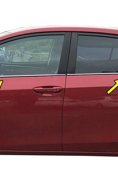 Otomotiv Toyota Corolla 2014-2015-2017-2018 Krom Cam Çıtası 4 Parça Paslanmaz Çelik