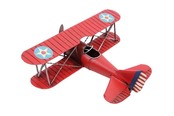 Dekoratif Metal Uçak Çift Kanatlı Biblo Dekoratif Hediyelik ürün görseli 1