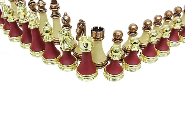 Satranç Taşı Zamak Polyester Krem Bordo Dekoratif Hediyelik - 3