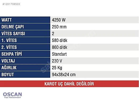 Mercure Karot Makinası Standart Sehpa MC-7550 S - 2