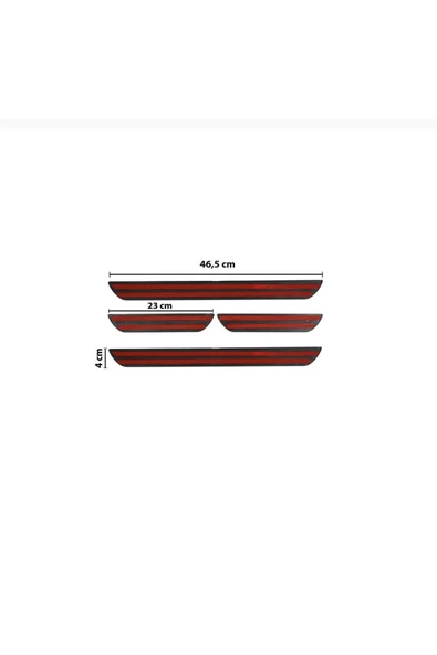 FORD FİESTA 2002-2008 MODELLER OLD KIRMIZI KAPI EŞİĞİ 4 PARÇA  KROM  YAZILI - 6