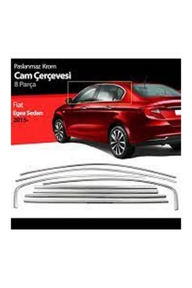 Fiat Egea Sedan 2015-2022 Krom Cam Çerçevesi 8 Parça Paslanmaz Çelik ürün görseli 1