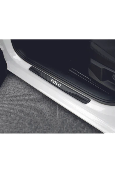 VOLKSWAGEN  POLO 2009-2017 MODELLER NEW KARBON KAPI EŞİĞİ 4 PARÇA YAZILI ürün görseli 1