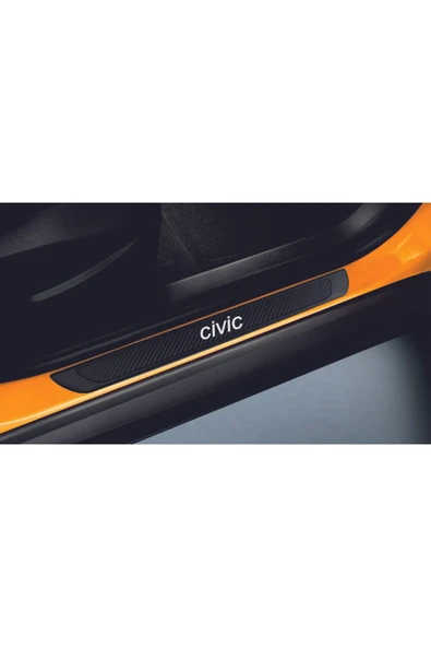 HONDA CİVİC 2021 VE ÜZERİ MODELLER  OLD KARBON KAPI EŞİĞİ 4 PARÇA KROM YAZILI - Resim 2