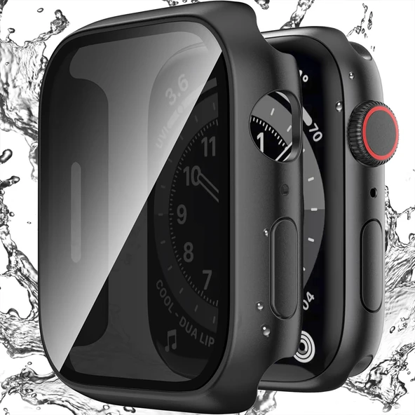 İOS Watch 2 3 4 5 6 Se 40mm Uyumlu Hayalet PC Sert Kasa Ekran Koruycu 360 Güvenli Koruma  Siyah