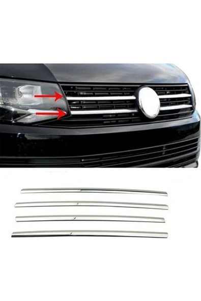Vw Transporter T7 2015 Ve Üzeri Krom Ön Panjur 4 Parça Paslanmaz Çelik ürün görseli 1