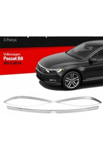 Volkswagen Passat B-8 2015-2018 Krom Far Kaşı+kaput Üstü Paslanmaz Çelik