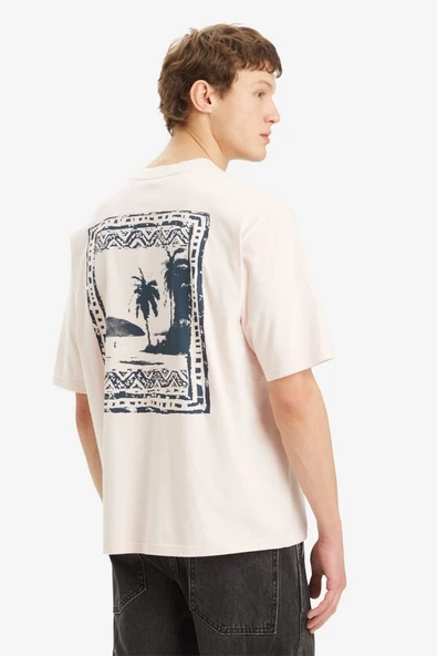 Graphic  Loose Erkek Pudra  T Shirt 001TR-0000 - 2